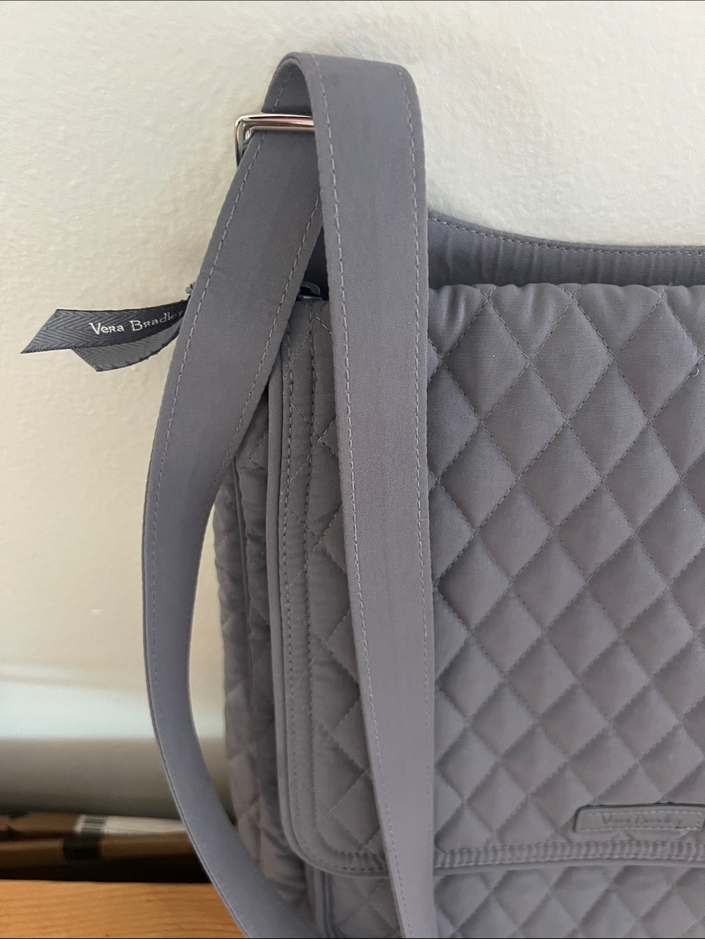 Vera Bradley Quilted Slate Gray Messenger Bag - Picture 7 of 9